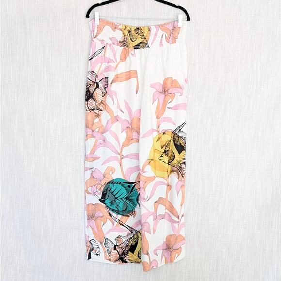 Maeve x Paul Rousso Fish/Floral Print High-rise Wide Leg Palazzo Pants, size M - Picture 3 of 10